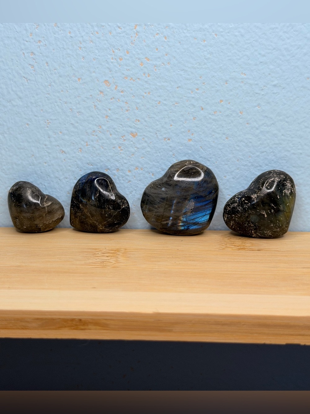 #006 Polished Labradorite Heart Stone - Blue Flash Home Art